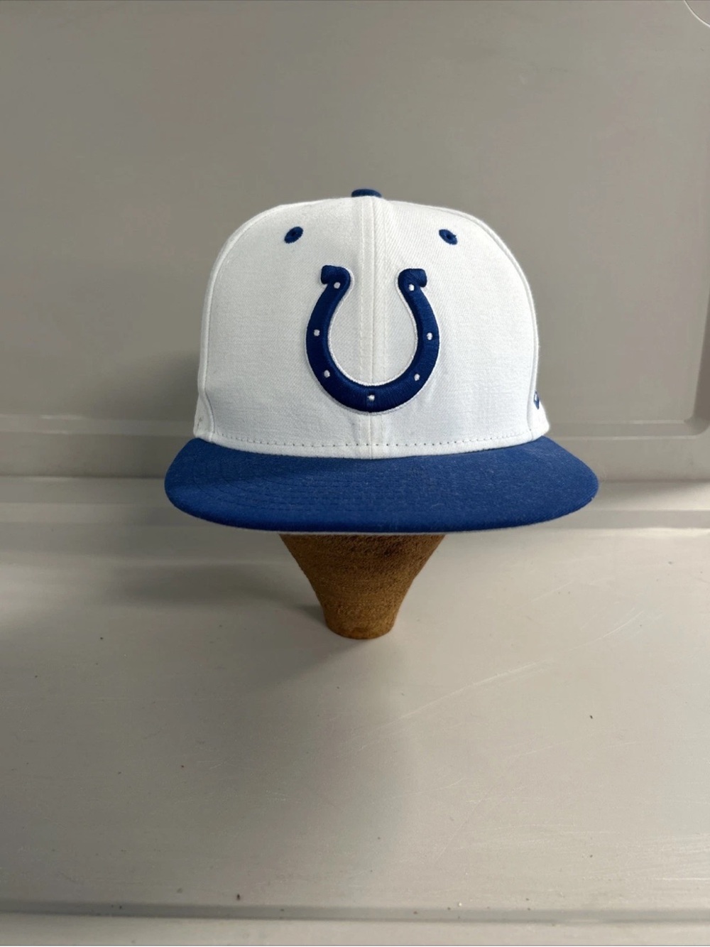 Indianapolis Colts New Era 59Fifty White Blue Fitted Embroidered Hat Sz 7 3/8